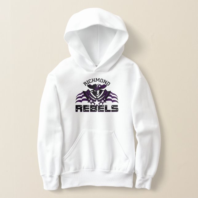 RR 03 | Black Rebel Logo Kids White Hoodie (Laydown)