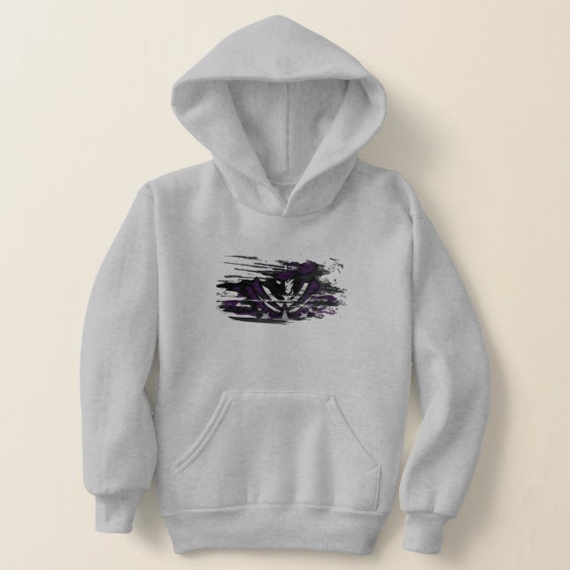 RR 04 | Grunge Rebel Logo Kids Grey Hoodie (Laydown)