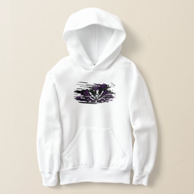 RR 04 | Grunge Rebel Logo Kids White Hoodie (Laydown)