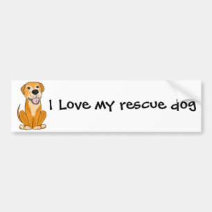 RR- Cute Funny Rescue Dog Puppy Cartoon Bumper Sticker