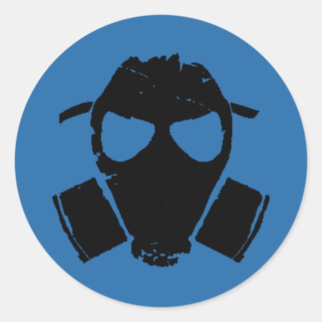 rrc - gas mask blue classic round sticker (Front)