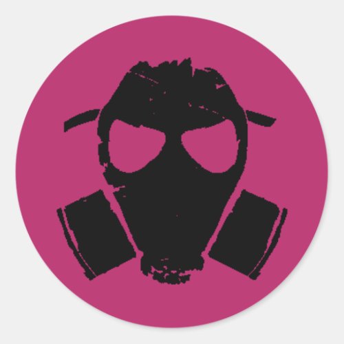 rrc _ gas mask pink classic round sticker