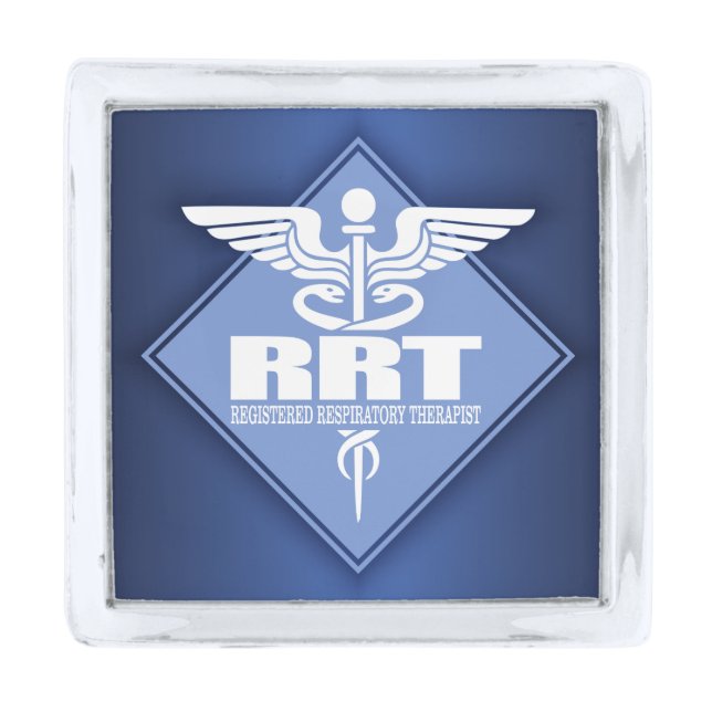 RRT Registered Respiratory Therapist Silver Finish Lapel Pin (Front)