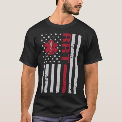RRT Registered Respiratory Therapist USA Flag T_Shirt