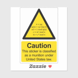 RSA cryptographic export munition warning sticker