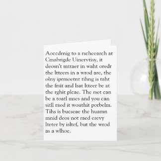 Rscheearch at Cmabrigde Uinervtisy Geretign Crad Card