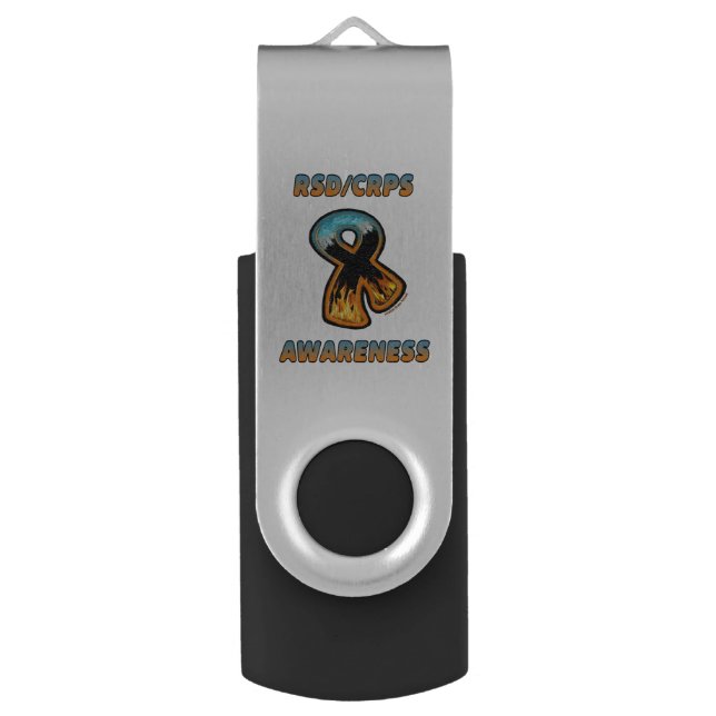 RSD/CRPS AWARENESS fire & ice ribbon Flash Drive (Front Vertical)