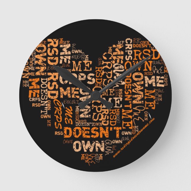 RSD/CRPS Doesn't Own Me Heart Clock (Front)