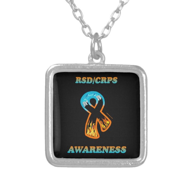 RSD/CRPS Fire & Ice Ribbon Silver Plated Necklace (Front)
