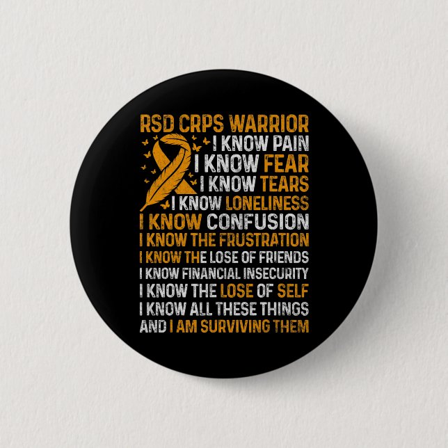 Rsd Crps Warrior Orange Ribbon Crps Awareness Nove Button (Front)
