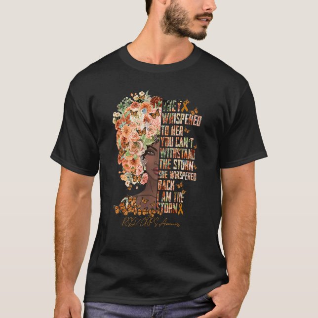 Rsdcrps Awareness  Black Girl Flower Orange Ribbon T-Shirt (Front)