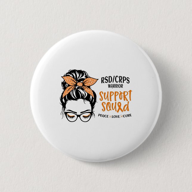 Rsdcrps Warrior Awareness Support Squad Messy Bun  Button (Front)
