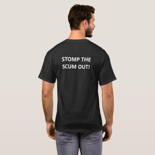 RSRA logo shirt with STOMP THE SCUM OUT on back