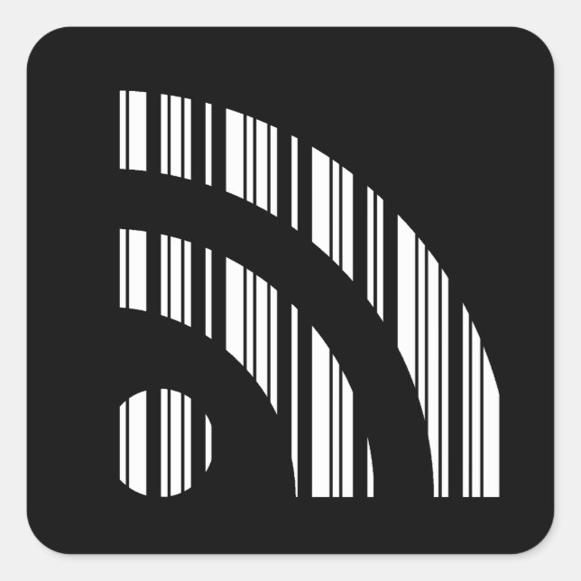 RSS FEED BAR CODE Logo Barcode Pattern Design Square Sticker (Front)