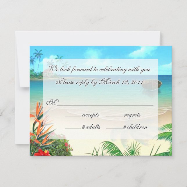 RSVP-1 Exotic Beach 4.25x5.5 Flat Note Card (Front)