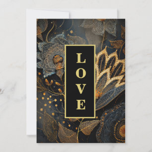 *~ RSVP 20 AR26 QR Gold Lace LOVE Vintage Wedding Invitation