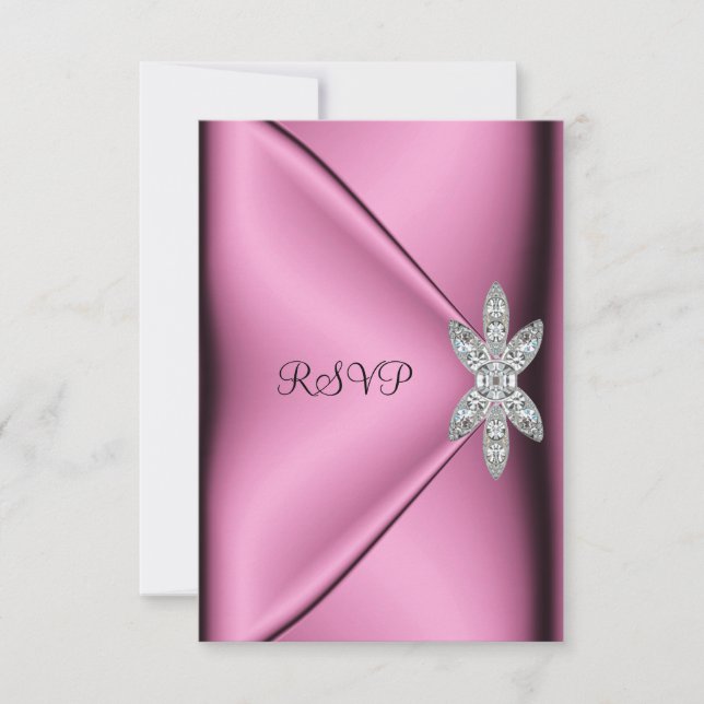 RSVP 21st Birthday Party Pink Silk Diamond Jewel (Front)
