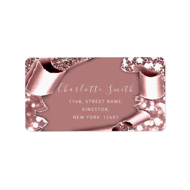  RSVP 3D  Frame Glitter Rose Royal Wedding Label (Front)
