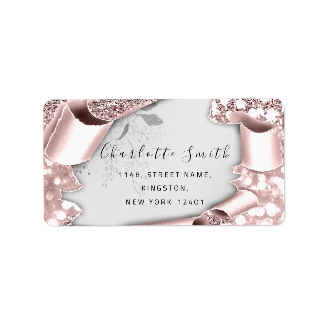  RSVP 3D Silver Frame Glitter Gray Royal Rose Label (Front)