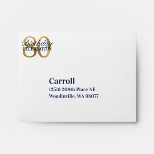 RSVP 80th Birthday Navy Blue Cake Envelope