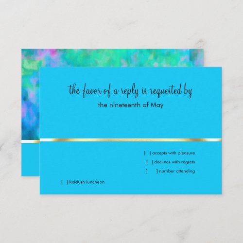 RSVP Abstract Design in Turquoise Blue Purple Aqua Invitation