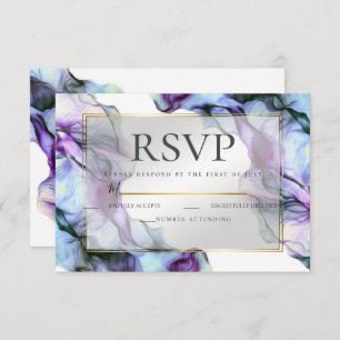 RSVP Abstract Ultra Violet Indigo Teal Ink Invitation