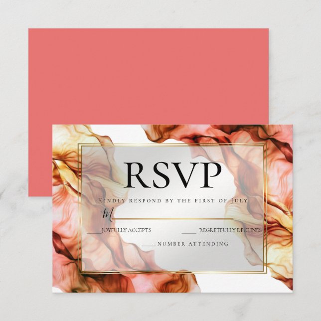 RSVP | Abstract Watercolor Autumn Colors 3 Invitation (Front/Back)