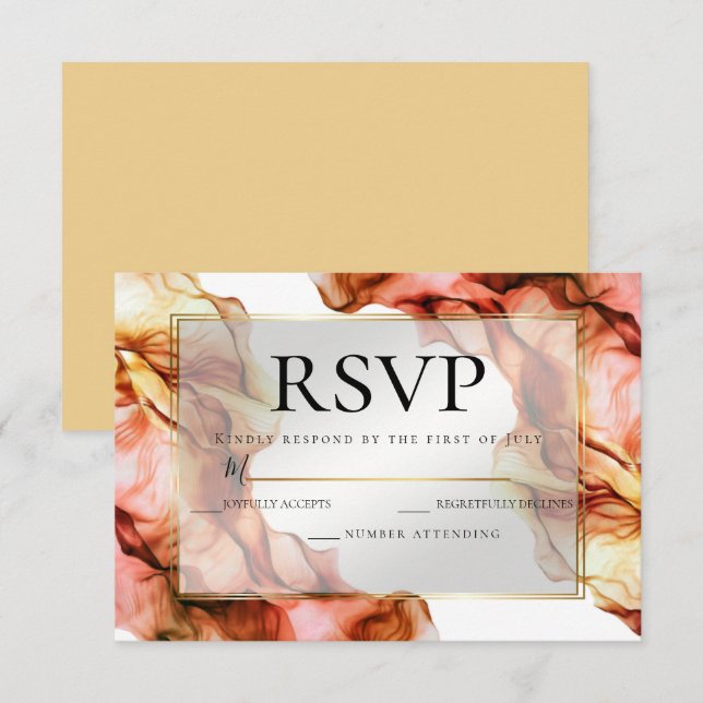 RSVP | Abstract Watercolor Autumn Colors 5 Invitation (Front/Back)