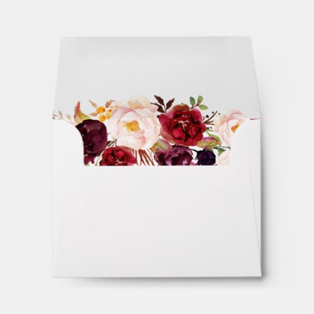 Rsvp Address - Burgundy Marsala Chic Red Floral Envelope
