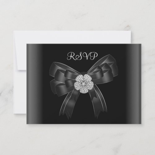 RSVP All Occasions Diamond Jewel Black Bow Invite