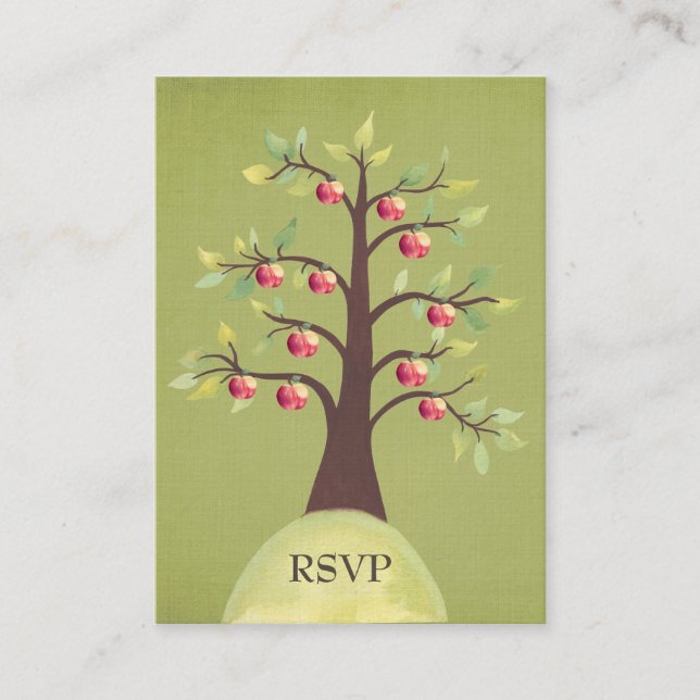 RSVP Apple Tree Watercolor Nature Wedding Cards (Front)