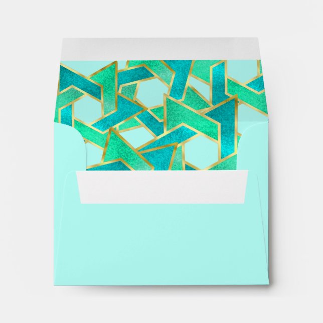 RSVP Aqua Turquoise Star of David Gold Envelope (Back (Bottom))