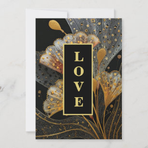 *~ RSVP AR26 41 QR Gold Lace LOVE Vintage Wedding  Invitation