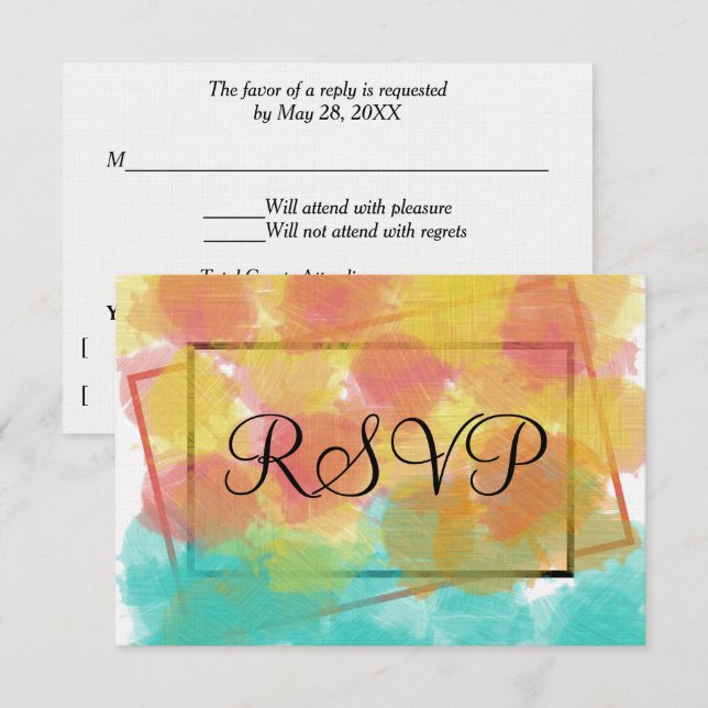 RSVP Artsy Gouache Geometric Watercolor (Front/Back)