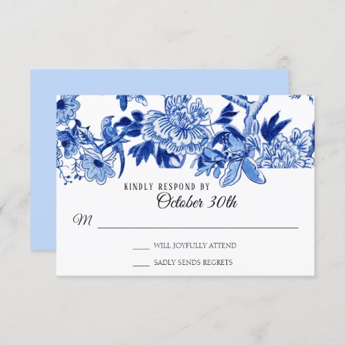 RSVP Asian Influence Light Blue Floral Chinoiserie Invitation