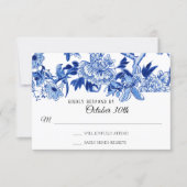 RSVP Asian Influence Navy Blue Floral Chinoiserie Invitation (Front)