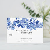 RSVP Asian Influence Navy Blue Floral Chinoiserie Invitation (Standing Front)