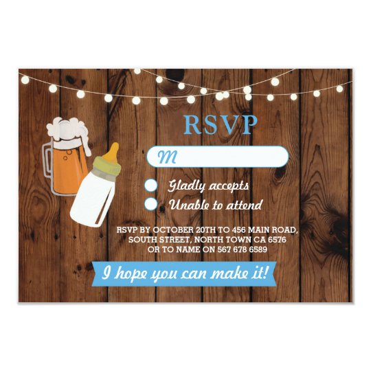 Rsvp Baby Shower Boy Blue Beer Brewing Wood Invitation Zazzle Com