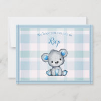 RSVP Baby Shower Cute Gray Bear