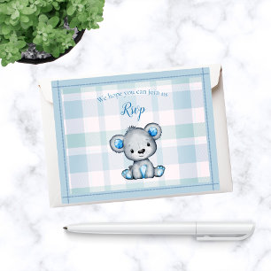 RSVP Baby Shower Cute Gray Bear Card