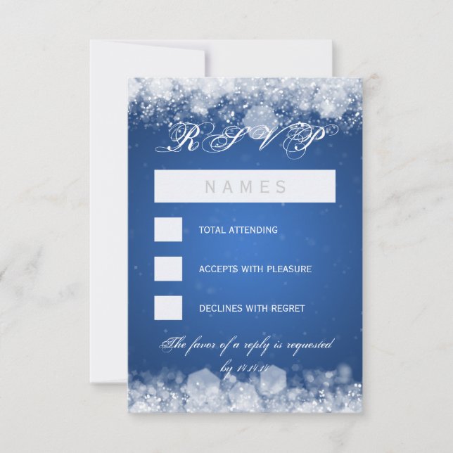 RSVP Baby Shower Night Sparkle Blue Card (Front)