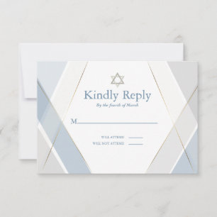 RSVP Bar Mitzvah  Modern Geometric Blue Gray Card