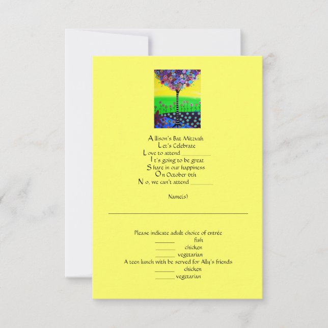 RSVP Bat Mitzvah Card (Front)