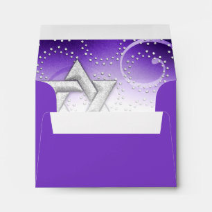 RSVP Bat Mitzvah Purple Shimmer Star of David Envelope