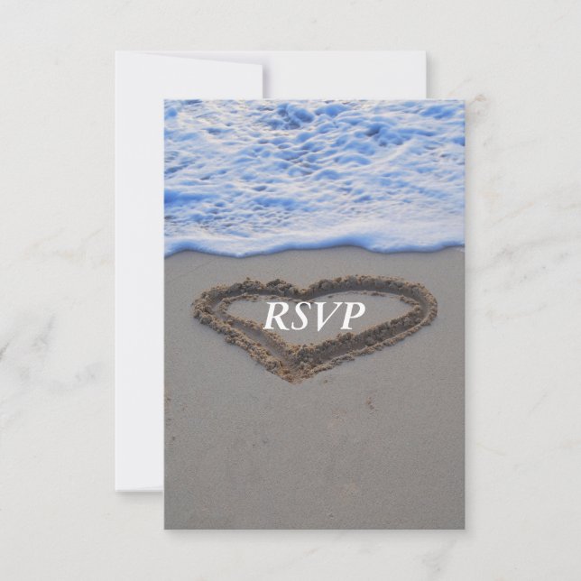 RSVP  Beach Wedding Heart in Sand (Front)