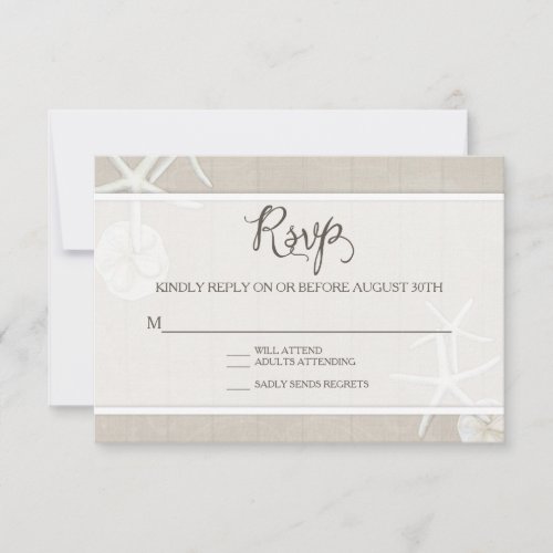 RSVP Beach Wedding Starfish Damask Wooden Simple