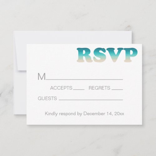 RSVP Beach Wedding Watercolor Ombre