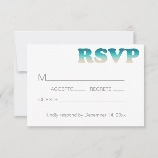 RSVP Beach Wedding Watercolor Ombre Card (Front)