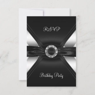 RSVP Birthday Diamond Jewel Black White Silver Card