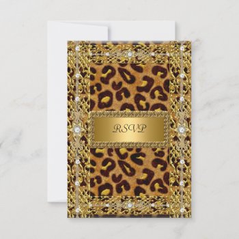 Rsvp Birthday Party Gold Black Leopard Any Age by invitesnow at Zazzle